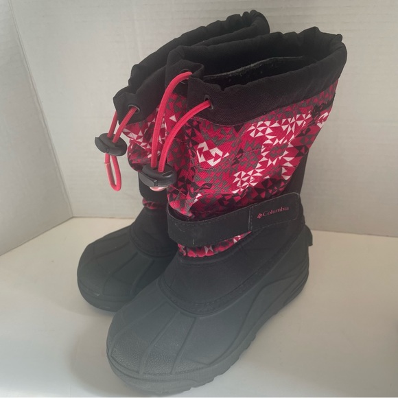 Columbia Other - Columbia Girls Size 1 Powderbug Plus II Insulated Snow Boots Pink Geometric